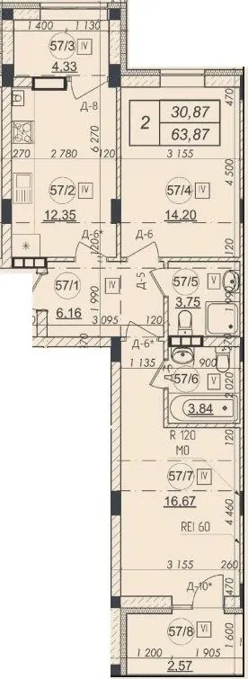 ЖК Shevo — 63.9 м²