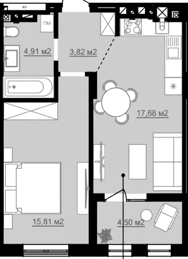 ЖК SUMMERSTONE VILLAGE — 46.7 м²