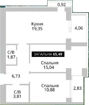 ЖК Soborniy — 65.5 м²