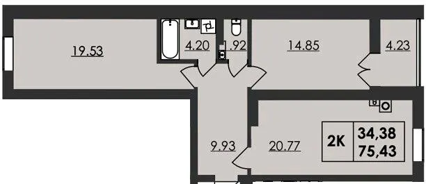 ЖК Магістратський — 75.4 м²