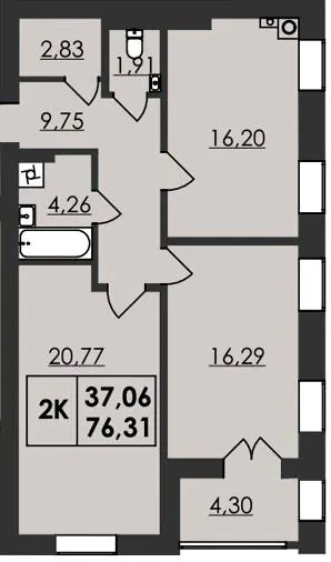 ЖК Магістратський — 76.3 м²