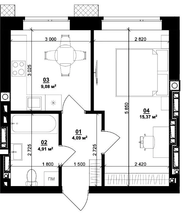 ЖК City Lake — 33.5 м²
