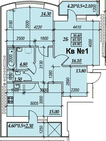 ЖК Parkside — 69.9 м²