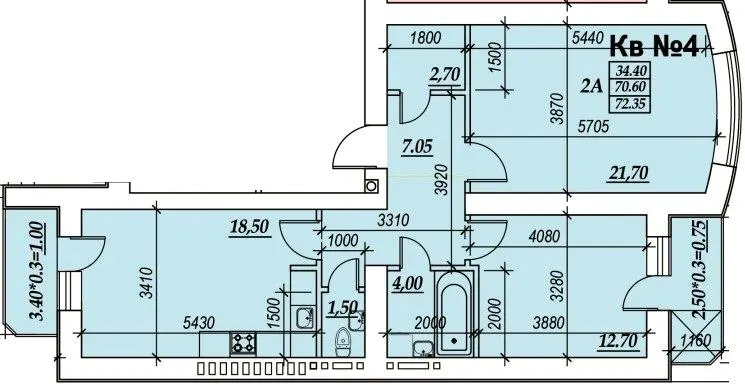 ЖК Parkside — 72.4 м²