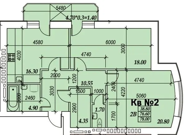 ЖК Parkside — 78 м²