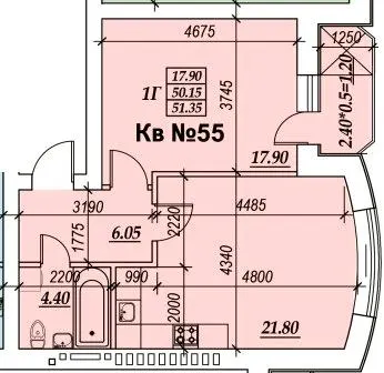 ЖК Parkside — 51.4 м²