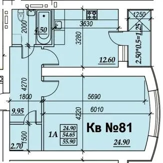 ЖК Parkside — 55.9 м²