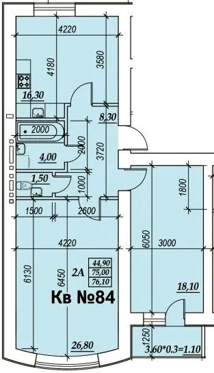 ЖК Parkside — 76.1 м²