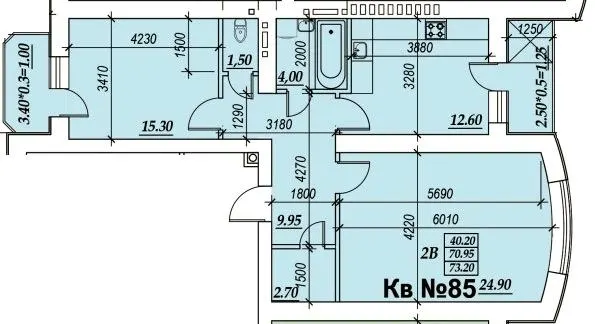 ЖК Parkside — 73.2 м²