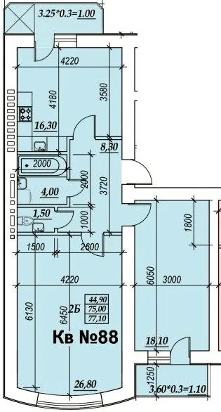 ЖК Parkside — 77.1 м²