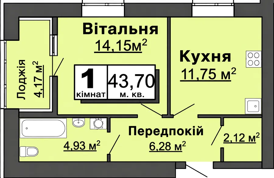 ЖК Ковельська Голандія — 43.7 м²