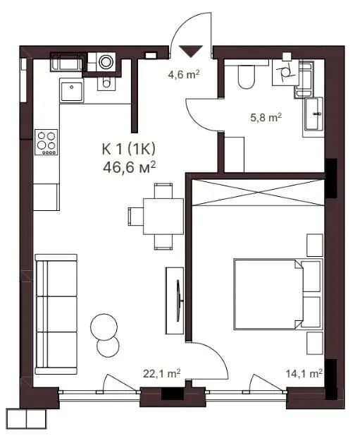 ЖК AVANT PARK — 46.6 м²