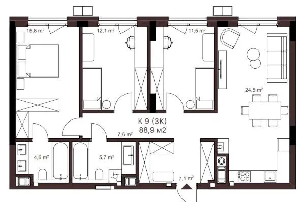 ЖК AVANT PARK — 88.9 м²