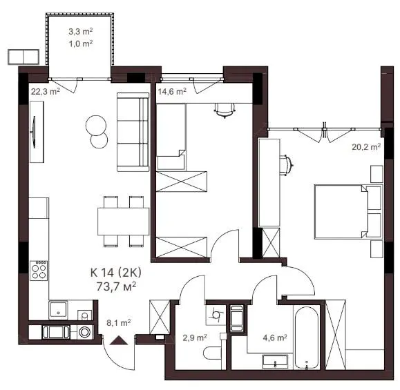 ЖК AVANT PARK — 73.7 м²