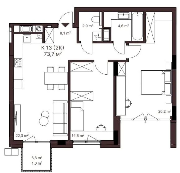 ЖК AVANT PARK — 73.7 м²