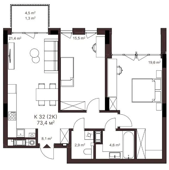 ЖК AVANT PARK — 73.4 м²