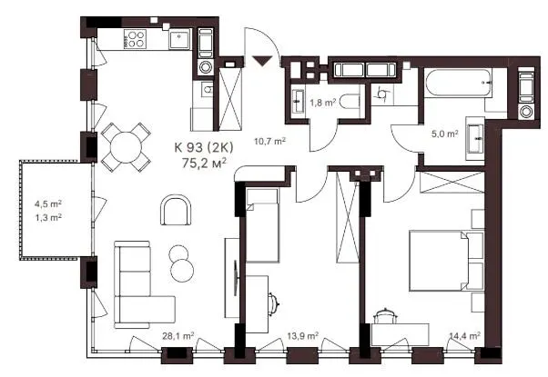 ЖК AVANT PARK — 75.2 м²