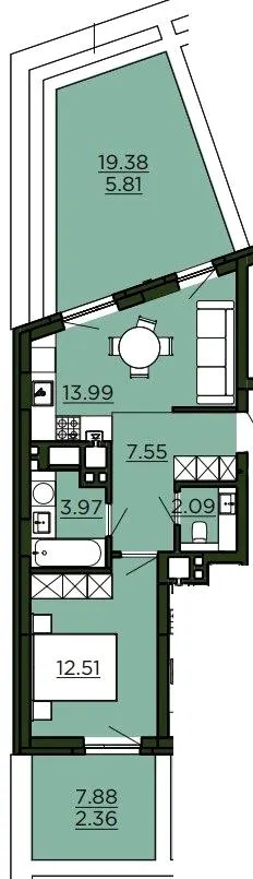 ЖК Etalon Verde — 48.3 м²