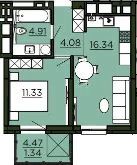 ЖК Etalon Verde — 38 м²