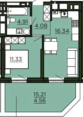 ЖК Etalon Verde — 41.2 м²