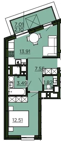 ЖК Etalon Verde — 41.4 м²