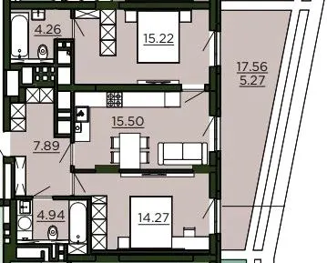 ЖК Etalon Verde — 67.4 м²
