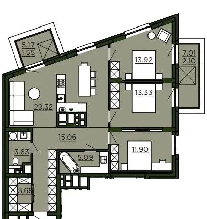 ЖК Etalon Verde — 99.6 м²