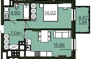 ЖК Etalon Verde — 43.2 м²