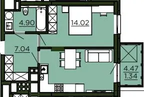 ЖК Etalon Verde — 43.2 м²