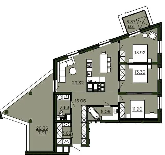 ЖК Etalon Verde — 105.5 м²