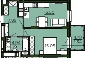 ЖК Etalon Verde — 44.7 м²