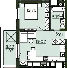 ЖК Etalon Verde — 41.5 м²