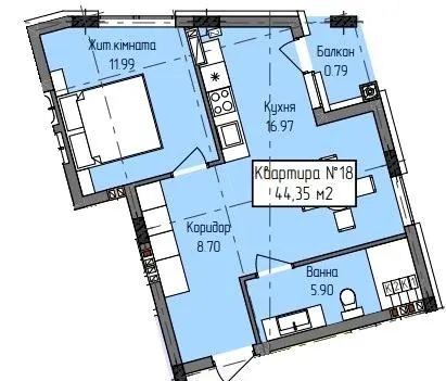 ЖК Green Hill City — 44.4 м²
