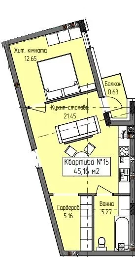 ЖК Green Hill City — 45.2 м²