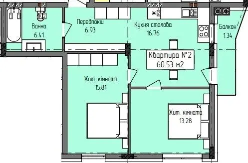 ЖК Green Hill City — 60.5 м²