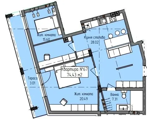 ЖК Green Hill City — 74.4 м²