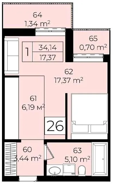 ЖК Садовий квартал — 33.1 м²