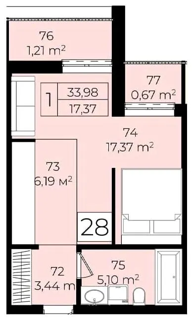 ЖК Садовий квартал — 34 м²