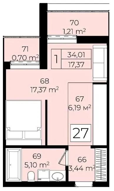 ЖК Садовий квартал — 34 м²