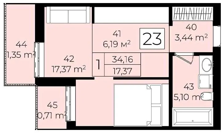 ЖК Садовий квартал — 34.2 м²