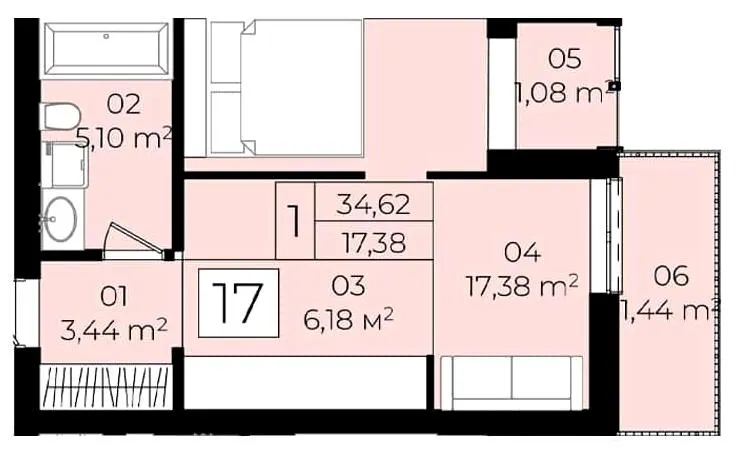 ЖК Садовий квартал — 34.6 м²