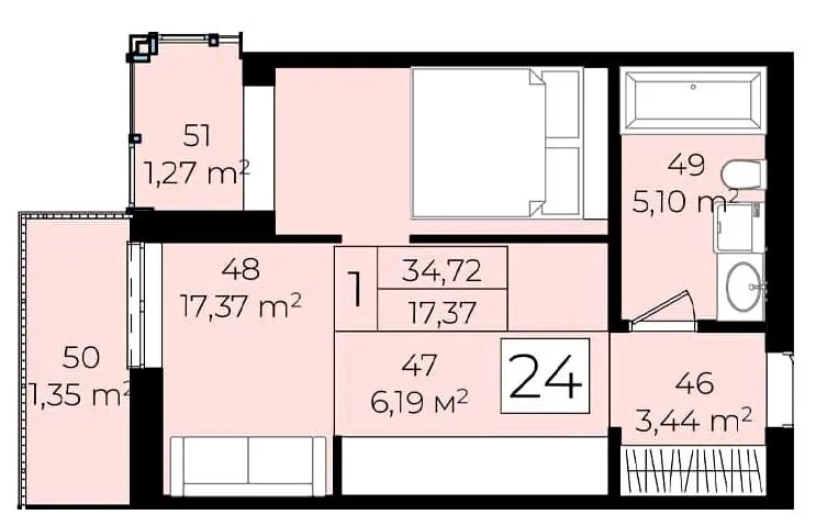 ЖК Садовий квартал — 34.7 м²