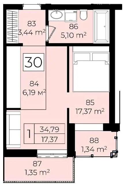 ЖК Садовий квартал — 34.8 м²