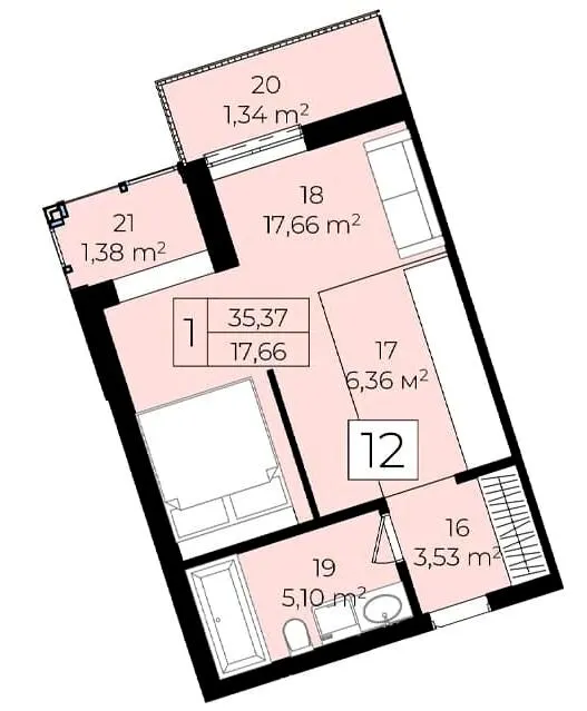 ЖК Садовий квартал — 35.4 м²