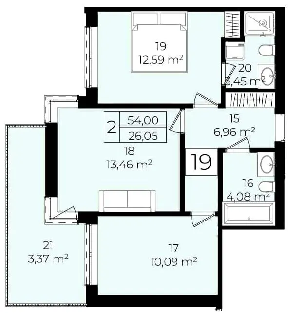 ЖК Садовий квартал — 54 м²