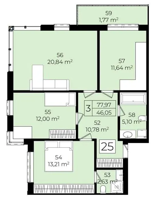 ЖК Садовий квартал — 78 м²