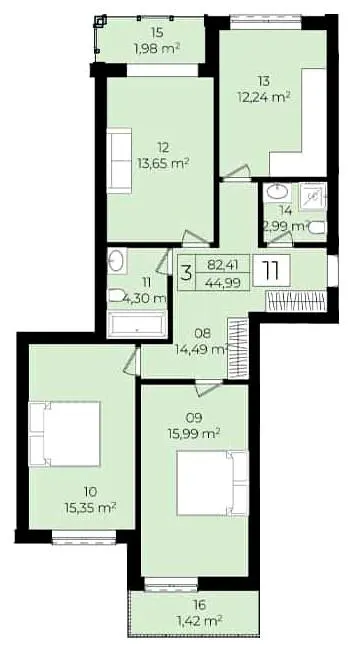 ЖК Садовий квартал — 82.4 м²