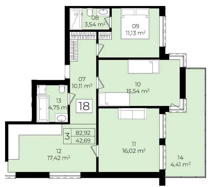 ЖК Садовий квартал — 82.9 м²