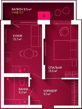 ЖК Family Plaza 2 — 44 м²