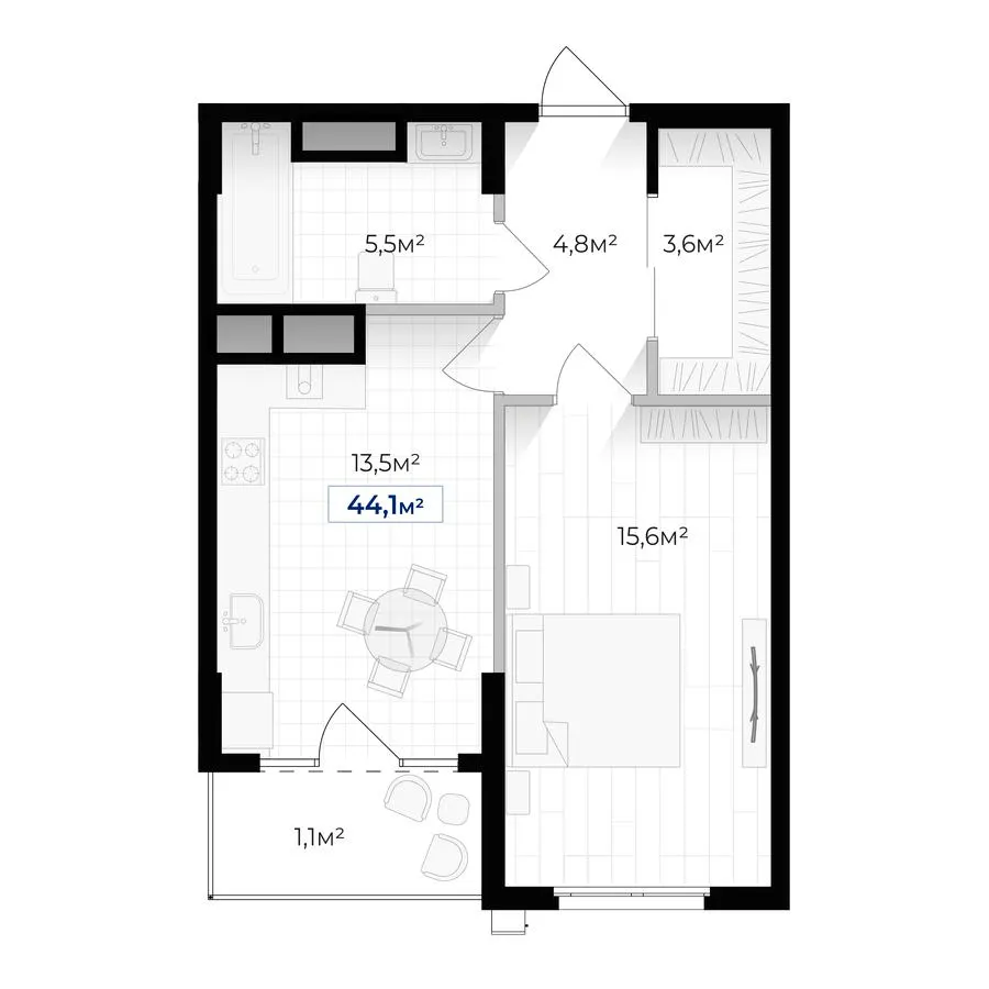 ЖК Гармонія — 44.1 м²